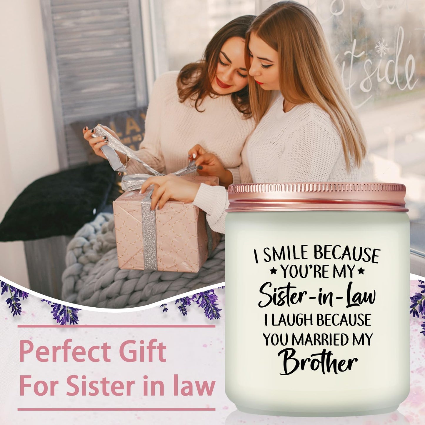Maybeone Mothers Day Gifts for Sister in Law - Birthday Christmas Valentines Day Wedding Gifts for Sister in Law - Lavender Scented Candle