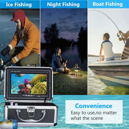 Dosilkc Underwater Fishing Camera with 7 Inch LCD Monitor, HD 1000 TVL Portable Fish Finder, 30Pcs Adjustable LED White Lamp Lights for Lake, Boat, Ice Fishing