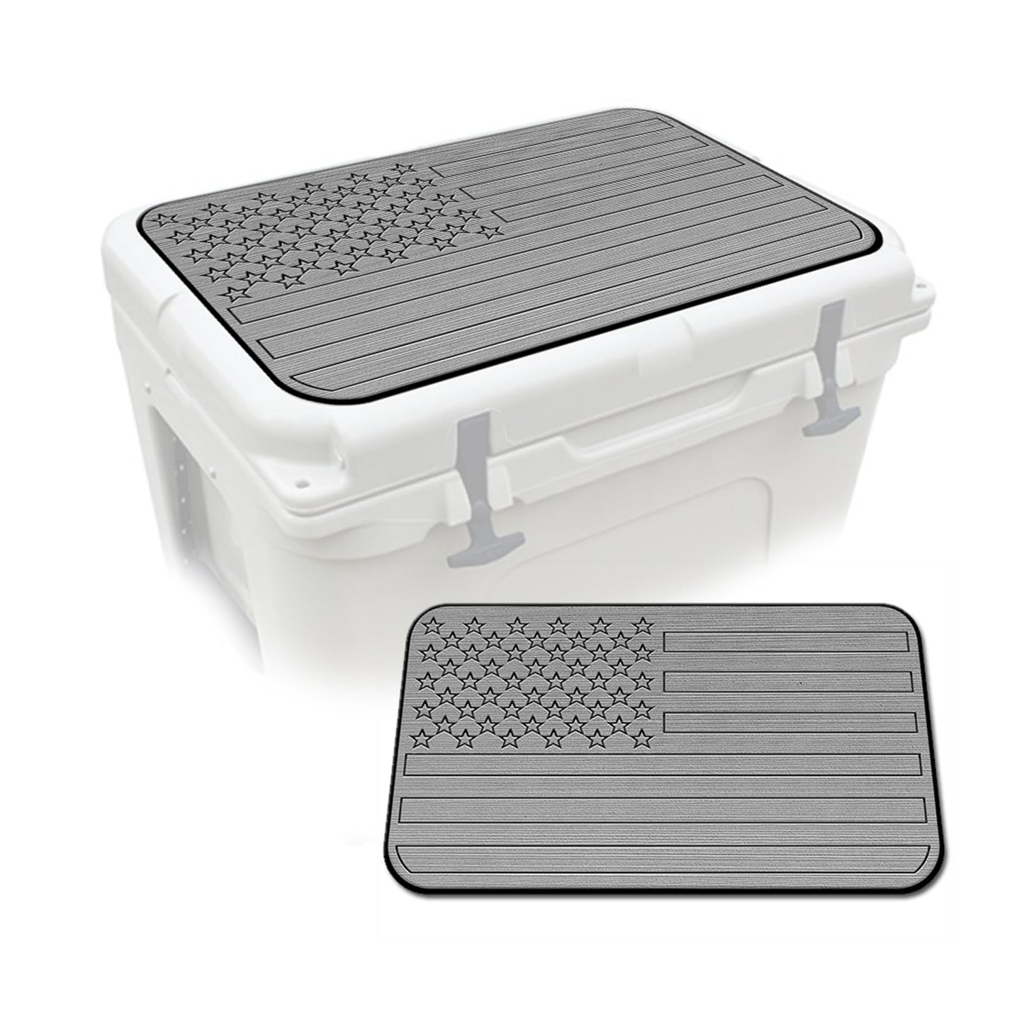 USATuff SeaDek EVA Mat Cooler Pad fits YETI 45 Tundra | Peel & Stick Application | Non Slip Comfort Accessories - US Flag (StormGray-Black)