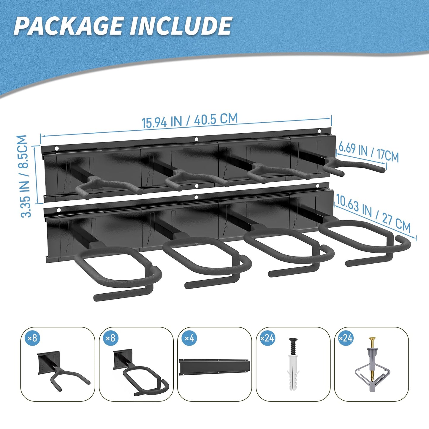 Upbci Gun Rack Wall Mount, Aluminium Alloy Gun Racks for Wall, Adjustable 4/8/12 Slot Indoor Gun Racks Securely Hold Shotguns Rifles Rack