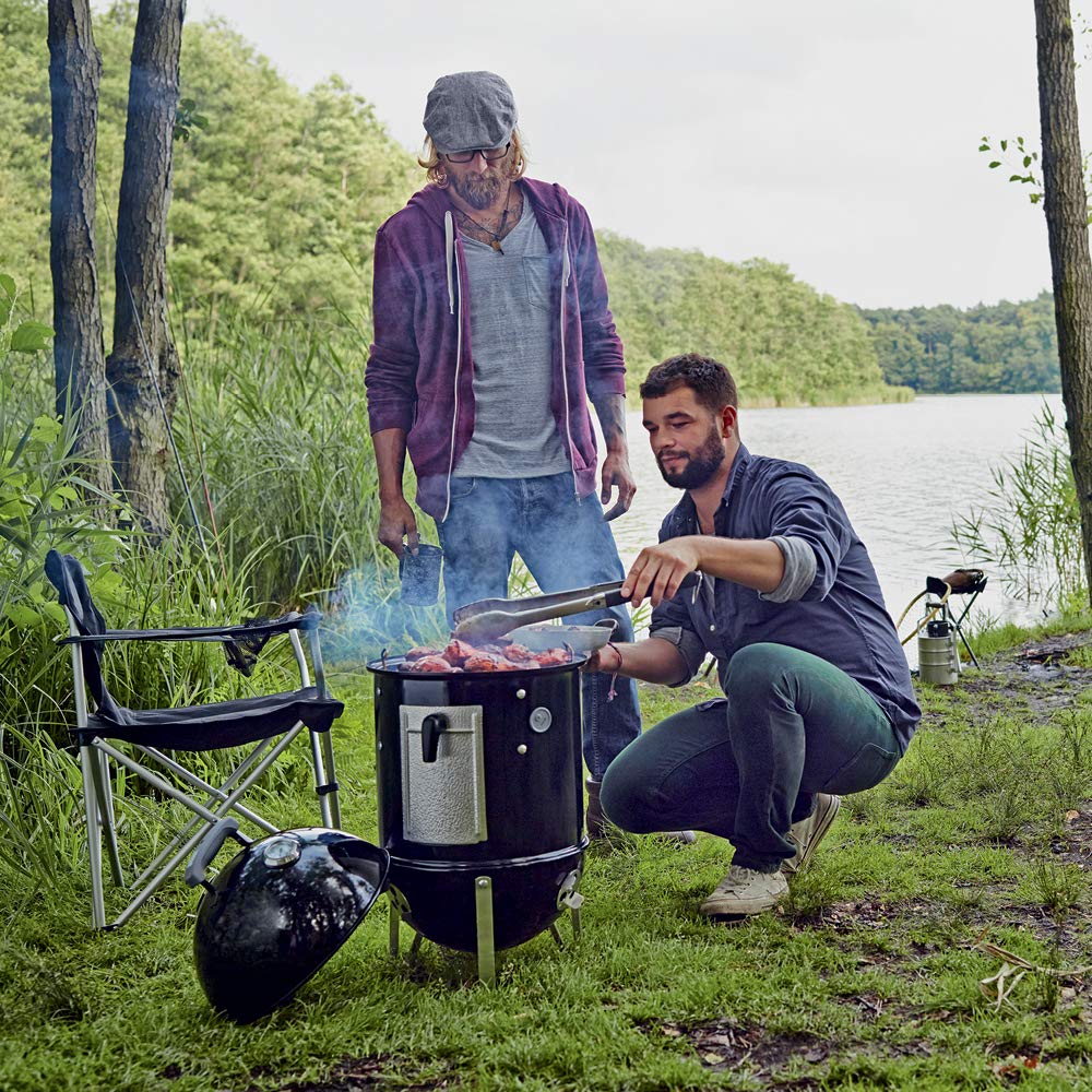 Weber Smokey Mountain Cooker 14-Inch Charcoal Smoker – Outdoor BBQ Smoker with Dual Cooking Grates, Porcelain‑Enameled Kettle & Temperature Control Dampers