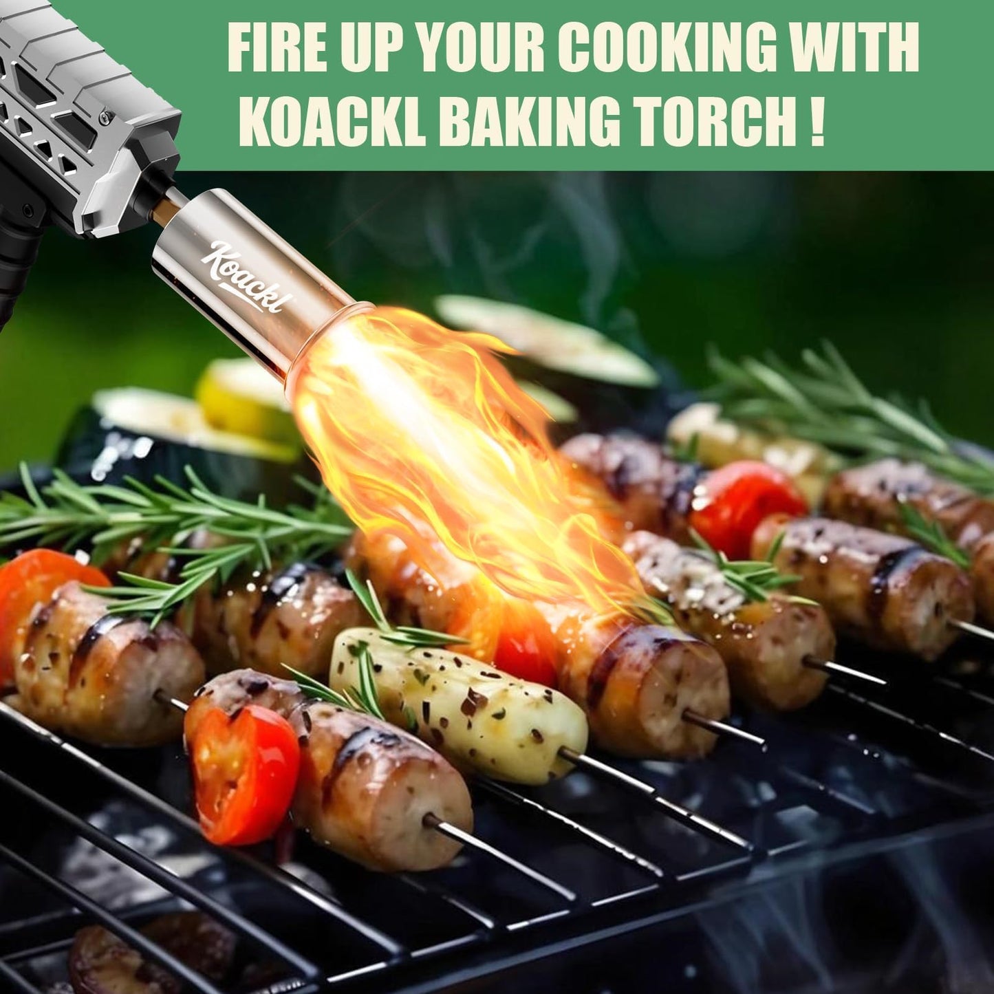 Koackl Powerful Propane Torch Gun 2 Pack, Kitchen Torch with Adjustable Flame, Flamethrower Blow Torch Gun, Gas Welding Kits for BBQ, Searing Steak, Camping & Charcoal Torch Lighter(Tank Not Included)