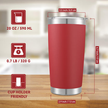 Cool Yoleb 20 oz Tumblers Bulk Stainless Steel Tumbler with Lid Double Wall Vacuum Insulated Coffee Mug 20oz Powder Coated Cup for Hot and Cold Drinks, Red, 12 pack