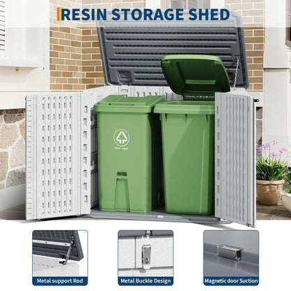 35 Cu ft Outdoor Storage Cabinet, Waterproof Outdoor Resin Storage Box, Outdoor Trash Can Storage for Patio Tools, Sofa Cushion, Lawn Mower and Garbage Cans