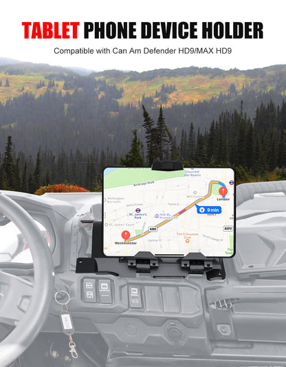 XATVXUTV Electronic Device Holder with Storage Integrated for Can Am Defender, Electronic Device GPS Mount Phone Tablet Holder with Extra Storage Box for Can-Am Defender HD9 MAX 2022-2025 Accessories
