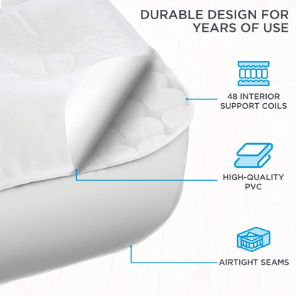 Ivation EZ®-Bed (Queen) Inflatable Air Mattress with Frame & Built-in Pump - 3 Min Self Inflate/Deflate - Raised Blow up Bed with Legs, Auto Shut Off, Premium Coil Design, Wheeled Portable Case