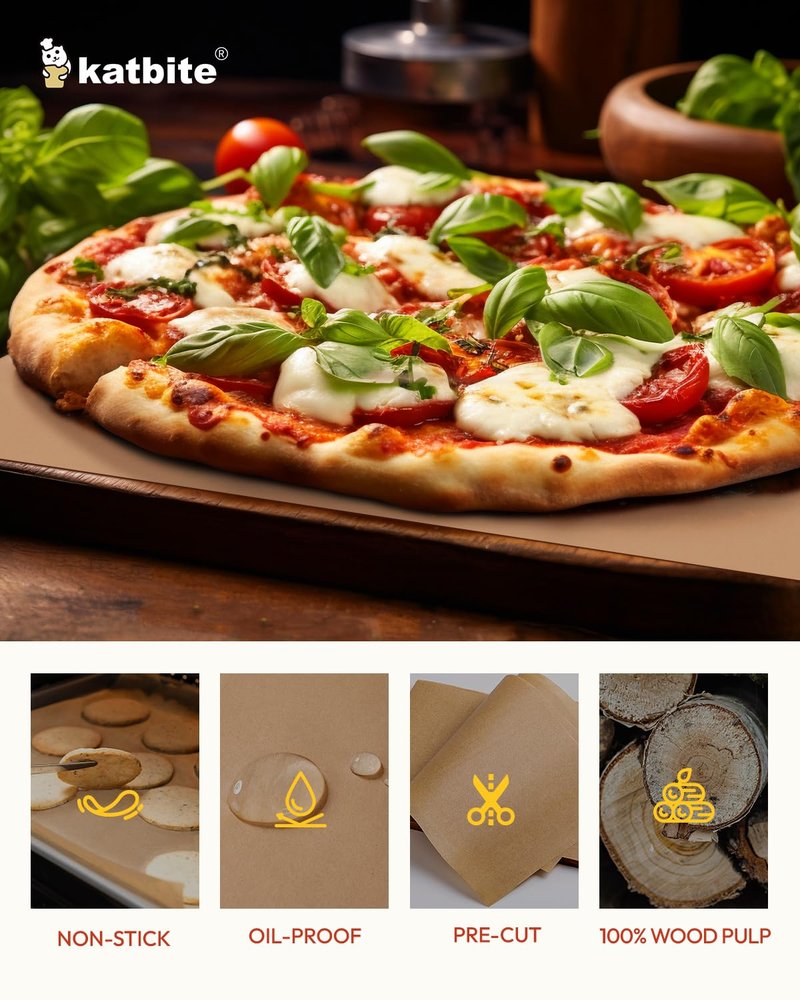 Katbite 200 Pcs Parchment Paper Sheets, 12x16IN Ultra-strong Unbleached Baking Paper Non-Stick for Professional Baking, Pre-cut Parchment Paper Suitable for Baking,Cooking [Performance Series]