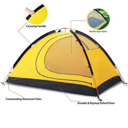 GEERTOP 2 Person Camping Tent Lightweight 4 Season Waterproof Double Layer All Weather Outdoor Survival Gear for Backpacking Hiking Travel - Easy Set Up