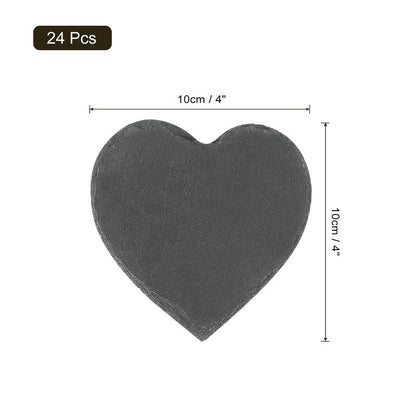 uxcell 12 Pcs Slate Drink Coasters, 4 Inch Black Slate Stone Coasters with Anti-Scratch Bottom, Bar Coasters Cup Coaster for Home Office Kitchen Apartment Bar, Heart Shape