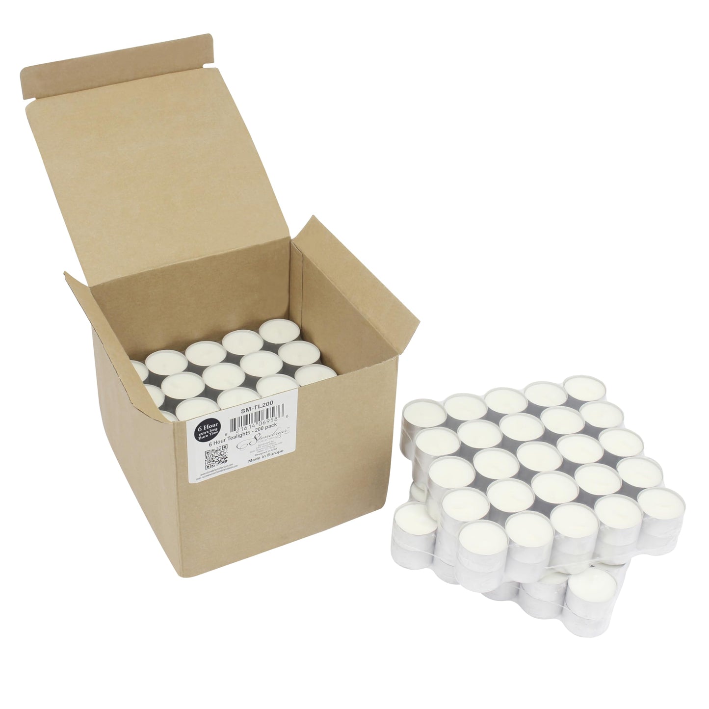 Stonebriar Unscented Long Burning White Tealight Candles, Bulk Pack, 6-7 Hour Burn Time, Smokeless Tealights for Parties, Weddings, Home, 200 Count