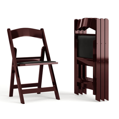 Flash Furniture Hercules Series Folding Chairs for Weddings and Formal Events, Stackable Commercial Event Seats with 1,000-lb. Static Weight Capacity, Set of 4, Red Mahogany