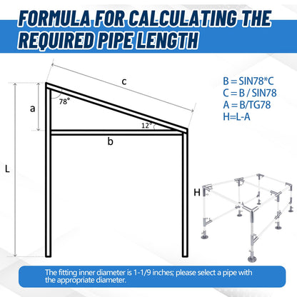 Frienda 6-Leg Lean-to Canopy Fittings for 1-3/8" Pipes, 18 Pcs Lean to Carport Frame Connectors Kit DIY Project for Slant Roof Carport, Shed, Gazebo, Greenhouse, Shelter Deck, Pipes Not Included
