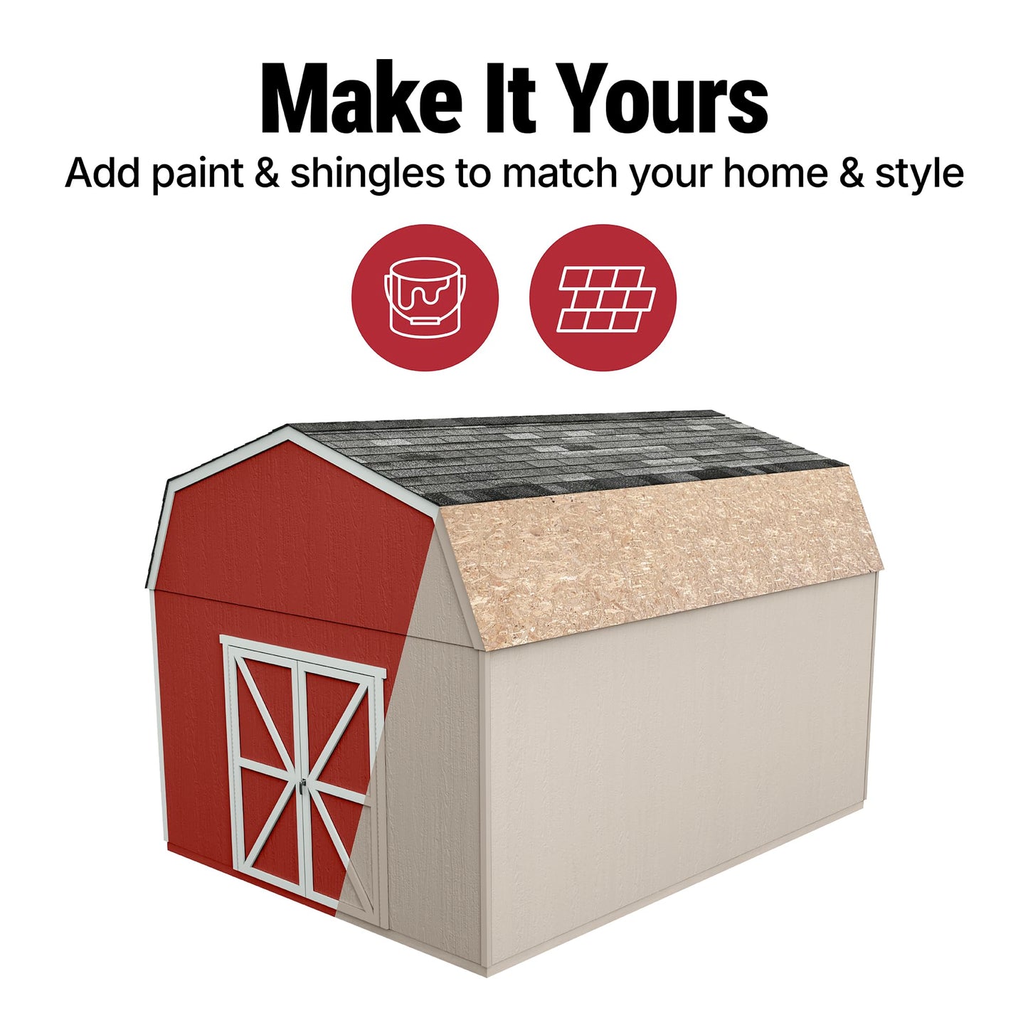 Handy Home Products Hudson 12x16 Do-it-Yourself Wooden Storage Shed with Floor Kit- Does not Include Paint or Roofing Shingles
