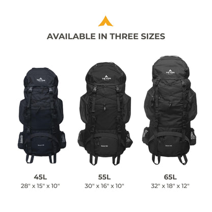 Teton 55L Scout Internal Frame Backpack for Hiking, Camping, Backpacking, Travel, Rain Cover Included, Burnt Orange
