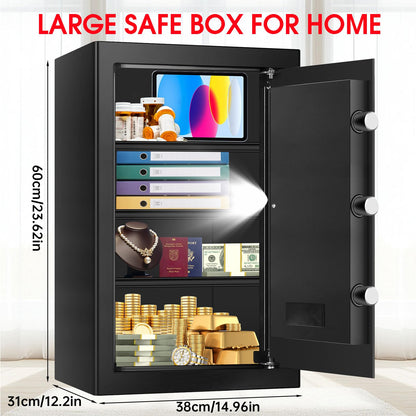 5.2 Cuft Large Floor Safe, Heavy Duty Fire Proof Safes for Home Use with Digital Keypad, Removable Shelves and Alarm System, Anti-theft Home Safe for Documents Money