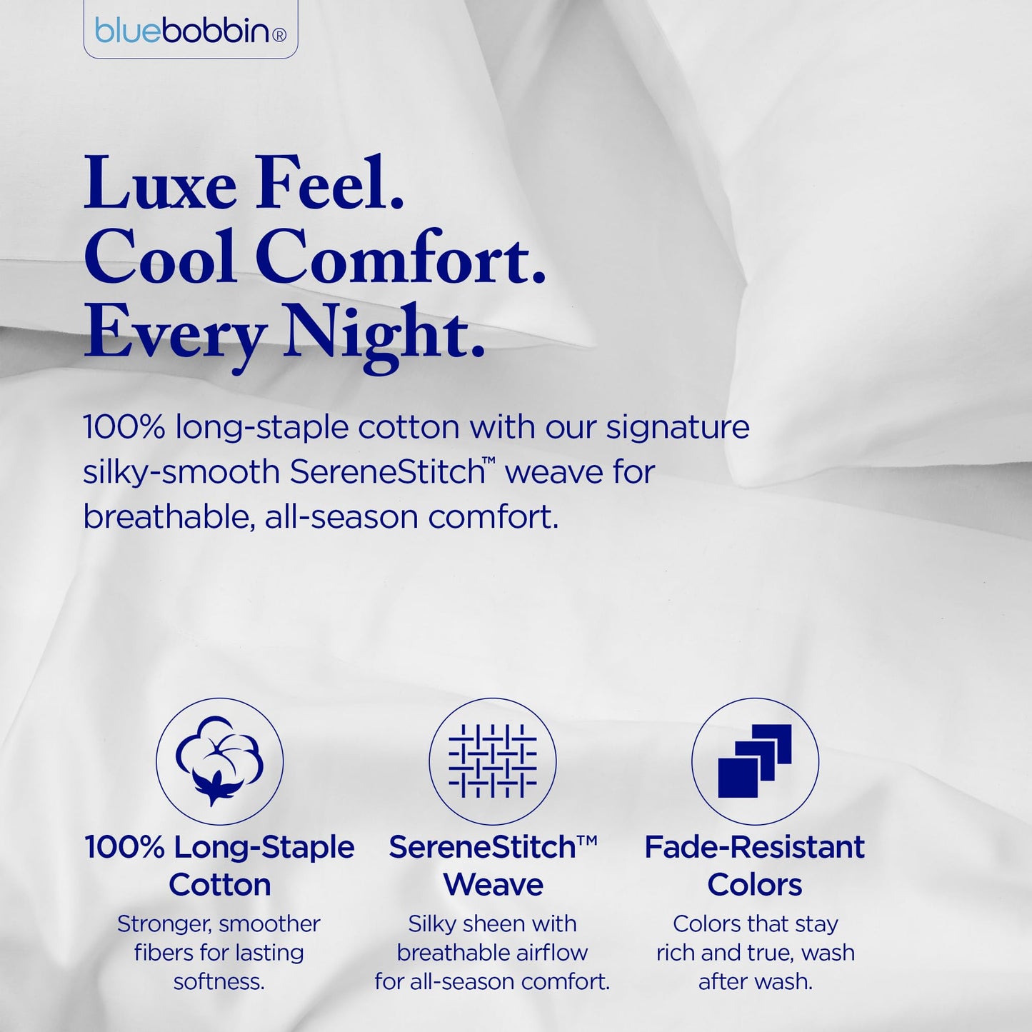 bluebobbin 4 Piece Sheet Set 100% Long-Staple Cotton Twin Sheet Set Luxurious Sateen, Soft Breathable and Durable All Season Hotel Luxury 16-Inch Deep Pockets with Envelope Pillowcases – White
