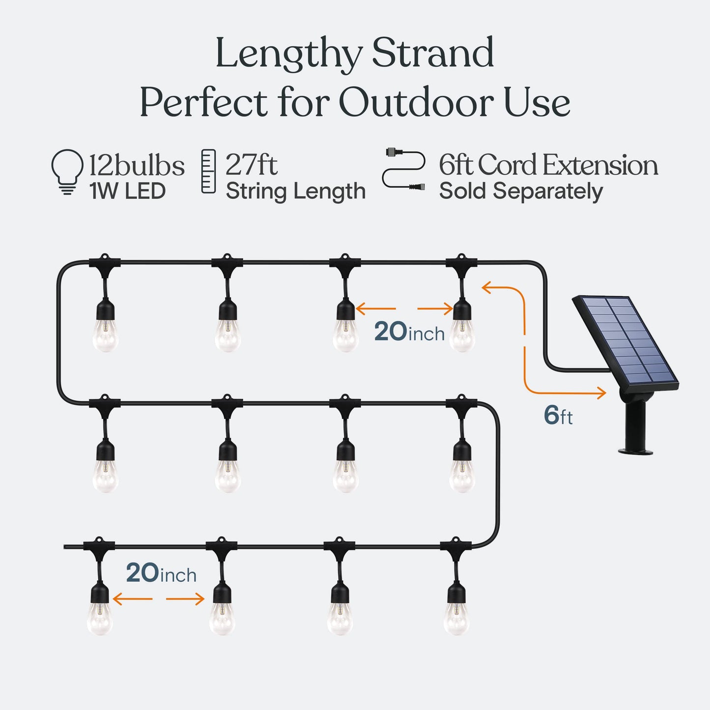 Brightech Bundle Ambience Pro 27 Ft Solar Powered Outdoor String Lights + 4-Pack 10FT String Light Poles