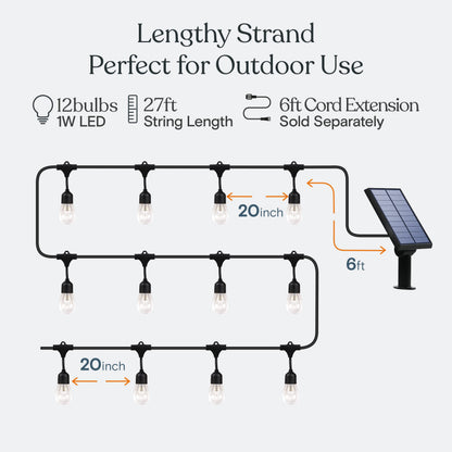 Brightech Bundle Ambience Pro 27 Ft Solar Powered Outdoor String Lights + 4-Pack 10FT String Light Poles