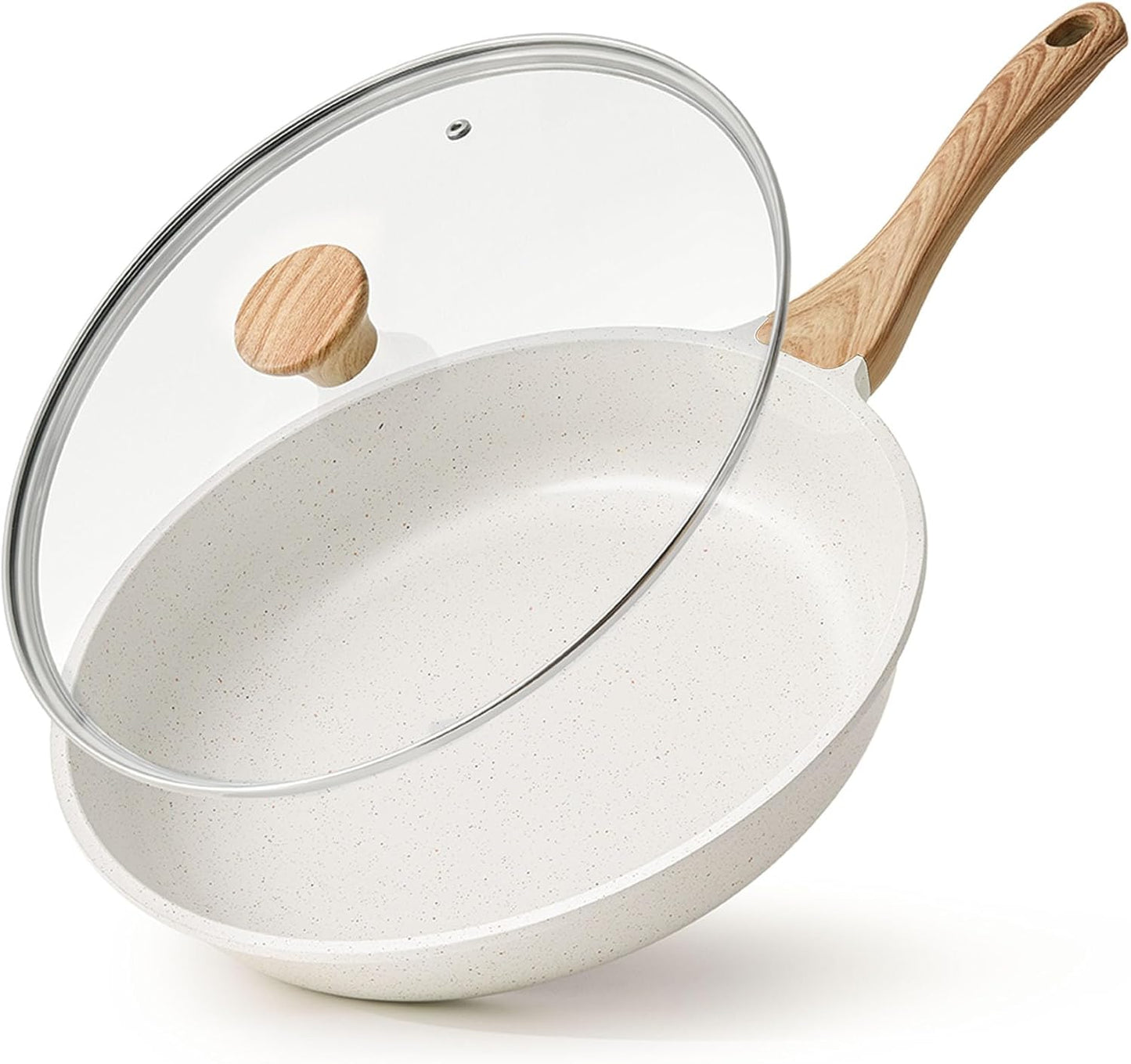SENSARTE Nonstick Ceramic Frying Pan - 12.5 Inch Healthy Omelet Skillet with Lid | Induction Compatible, PFAS-Free