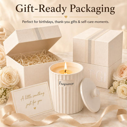 Viyffo Vanilla Cream Scented Candle Gift for Women, Small 6.35oz Non Toxic Soy Candle in Matte White Ceramic Jar Perfect for Winter Home Decor, Mom, Friends & Sisters Gift