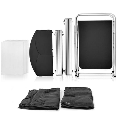 CampLand Folding Camping Kitchen Table with Windscreen,Portable Outdoor Cooking Station with Storage Cabinet & Side Tables Heavy Duty Camp Cook Station for Camping & BBQ (Black2cabinet)