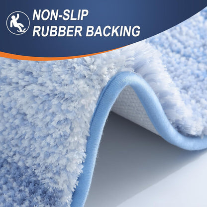 OLANLY Small Bathroom Rugs - Extra Soft Microfiber Mat with Rubber Backing | Quick Dry, Washable, Light Blue 24x16
