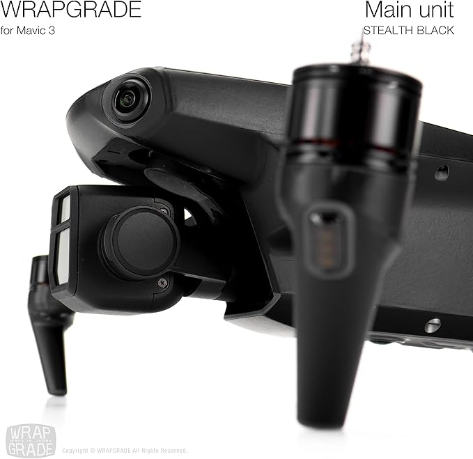 WRAPGRADE Full Skin Stickers for DJI Mavic 3 / Mavic 3 Classic (STEALTH BLACK)