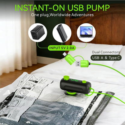 Vacuum Bags for Travel | Skiennix USB Electric Pump - 18 Pack Carry-On Size Space Saver Bags