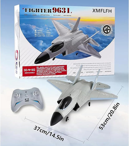FX9631 4CH Outdoor Remote Control Airplane Brushless Single Duct Fixed Wing RC Aircraft Dual Battery Six-axis Gyro RC Plane Drone Easy to Fly Electric Gift for Beginners