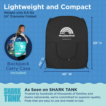 WeatherPod® Pop-Up Sports Tent 1-2 Person – Instant Setup MyPod™ Original Shark Tank All-Weather Pod Shelter for Outdoor Sports, Rain, Wind & Cold (Royal Blue, 46" L x 46" W x 59" H)
