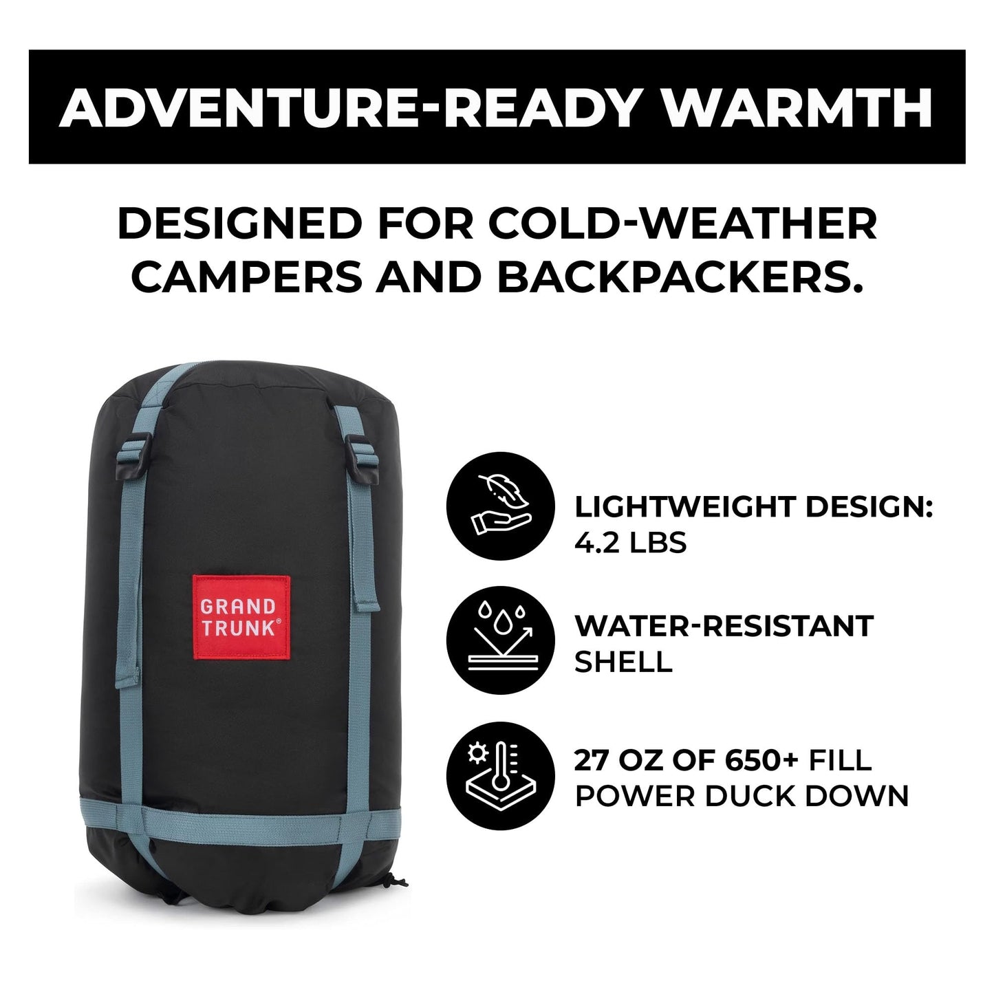 GRAND TRUNK Evolution 20 Down Hammock – Cold Weather Hammock with Integrated Sleeping Bag & Underquilt, 20°F Rated, Lightweight Camping & Backpacking Hammock