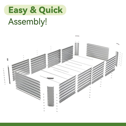 YILIFEIDA 6x3x1ft Rectangle Galvanized Raised Garden Beds kit，Large-Capacity Metal Planter Garden Box Outdoor,Metal Garden Bed for Vegetables，Flower，Fruits，Steel Raised Beds for Backyard Gardening