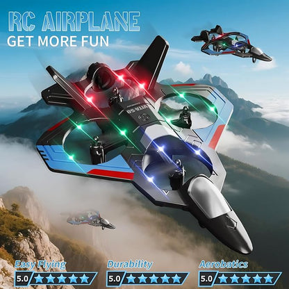 RC Planes for Kids Adults Foam Remote Control Airplane Jet Helicopter Drone Toys for Kids Adults 8-12 12-16 Remote Control Plane Airplane Toys with Led Lights 360° Flip Stunt Rotation
