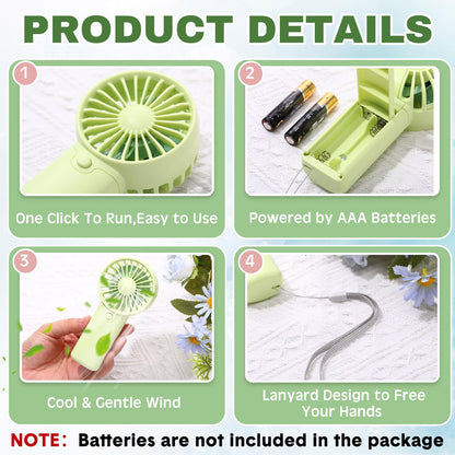 Rossesay 240 Pcs Mini Portable Fan Handheld Battery Operated Portable Small Personal Fans for Summer Travel Beach Indoor Outdoor Cooling Gift(Pink, White, Green, Blue)