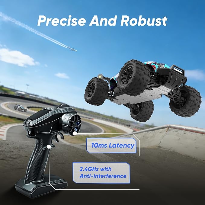 1/14 Scale Fast Brushless RC TruckMax 50 MPH High-Speed 4X4 Off-Road VehicleWaterproof All-Terrain Remote Control Truggy with 3S LiPo Battery - Includes 4 Spare Parts Kits