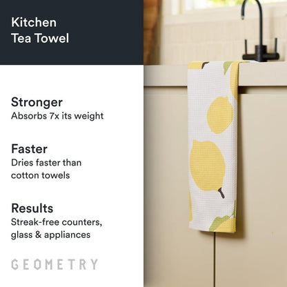 GEOMETRY Kitchen Tea Towels - Quick Dry Microfiber Dish Towels for Kitchen Sunny Lemons, 18" x 30" 1 Pack
