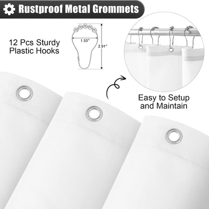 OLANLY Luxury Ombre Shower Curtain Set - Waterproof & Washable Black and Grey | 72x72 Inches