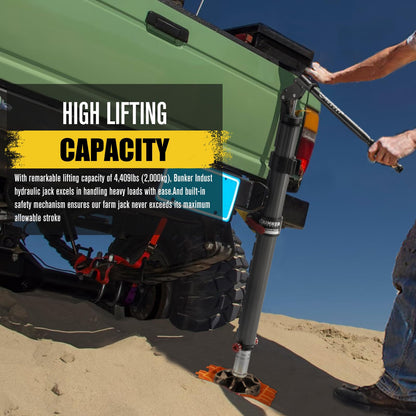 BUNKER INDUST Hydraulic Recovery Jack, Powerful Offroad Lift Farm Jack with Lift Mate Storage Bag, 4,409lbs Capacity