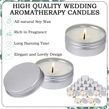 MTLEE 50 Pcs Wedding Scented Candles Gift Travel Tin Candle Aromatherapy Candle for Christmas Winter Baby Shower Favors Wedding Gifts(Gardenia,Camellia,Chamomile,Lemon & Sage,Cherry Blossom)