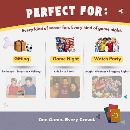 Soccer Trivia Card Game | Best Soccer Gift for Boys Girls Kids &amp Adults | 150 Trivia | World Cup 2026 EPL La Liga &amp Champions League | Family Game Night | Soccer Easter Basket | Coach Team