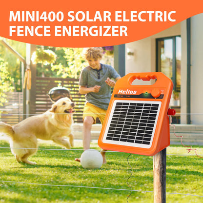 ANDMON MINI400 30 Miles Solar Electric Fence Charger, 0.4 Joule Solar Electric Fence for Livestock, Horses, Cattle Sheep, Solar Fence Charger with Day or Night Mode, Easy Installation