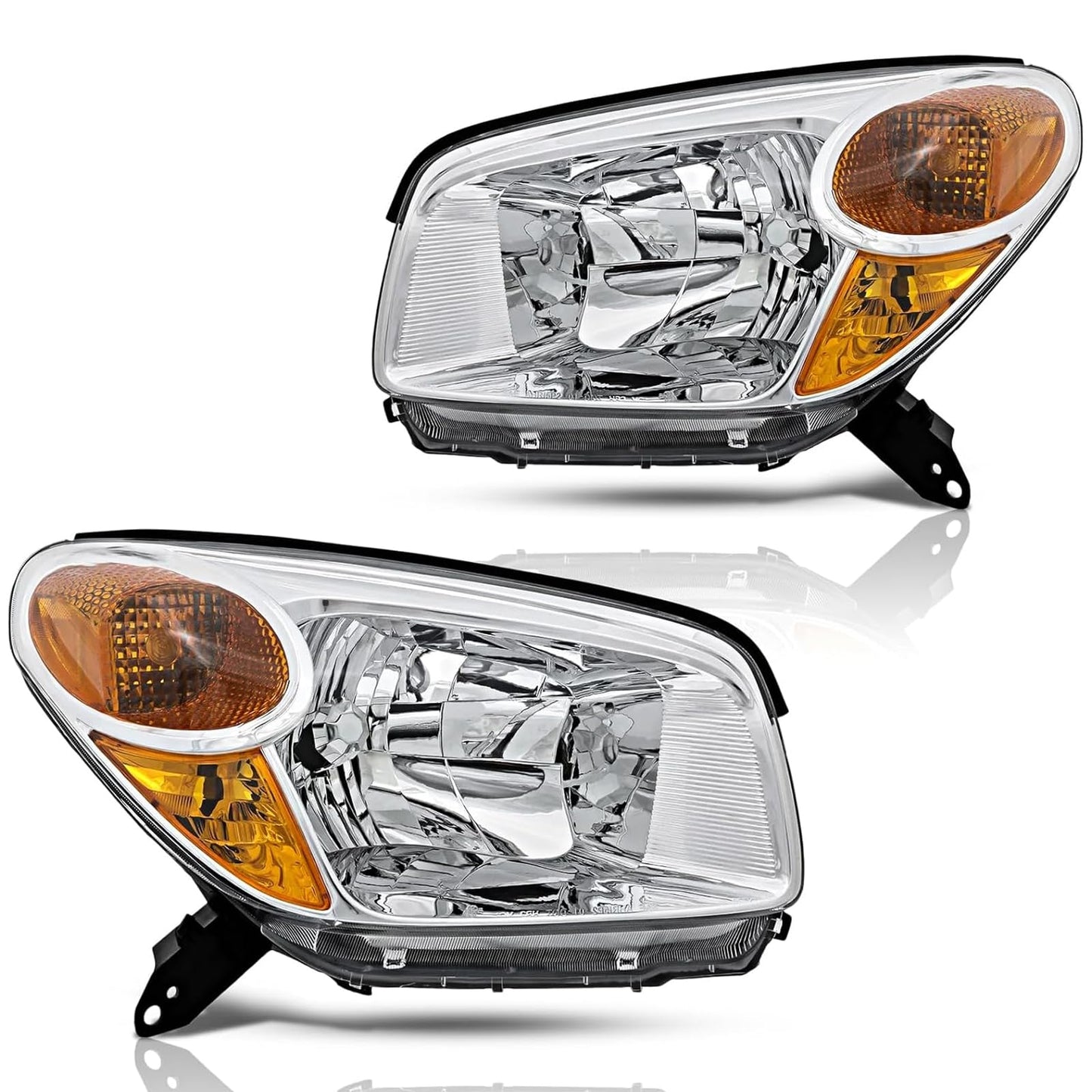 Headlights Assembly Compatible With 2004 2005 Toyota RAV4 Replacement Headlamp, Driver and Passenger Side,Pair Chrome 05 04 RAV 4 Head Light set