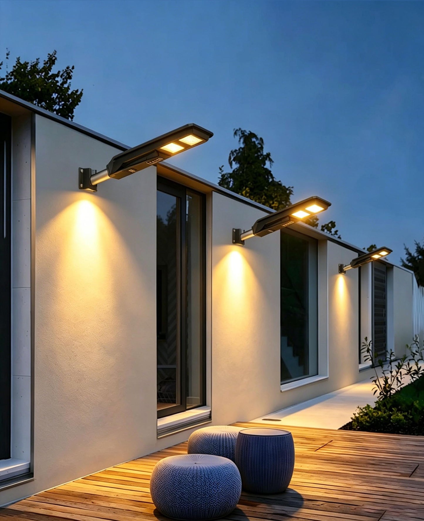 JAYNLT Outdoor Solar Street Light, 3000K/4000K/6500K Dusk to Dawn Solar Flood Light with Motion Sensor, IP67 Waterproof Super Bright LED Outdoor Lighting for Yard, Garage and Other Area Lighting-2pack