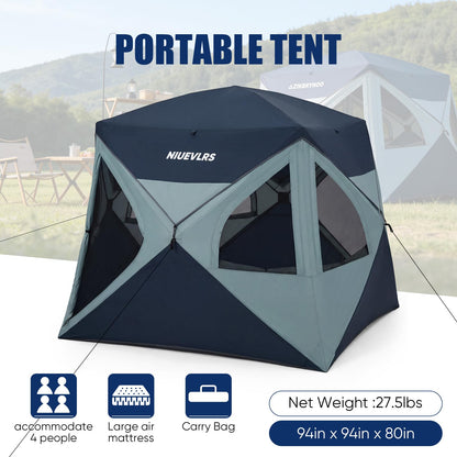NIUEVLRS Camping Tent 4 Person Pop Up Tents for Camping, Instant Cabin Setup Tent in 60 Seconds Portable Hub Tent with Rainfly & Windproof for Outdoor Camping & Overlanding