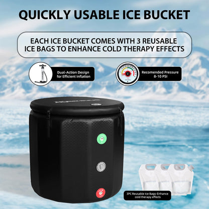 TIGERXBANG Ice Bath Tub,Inflatable Cold Plunge Tub, Water Chiller Compatible,151.3Gallon Portable Ice Plunge Tub for Athletes, Adult Ice Bath Enthusiasts(Circle Classic Black)