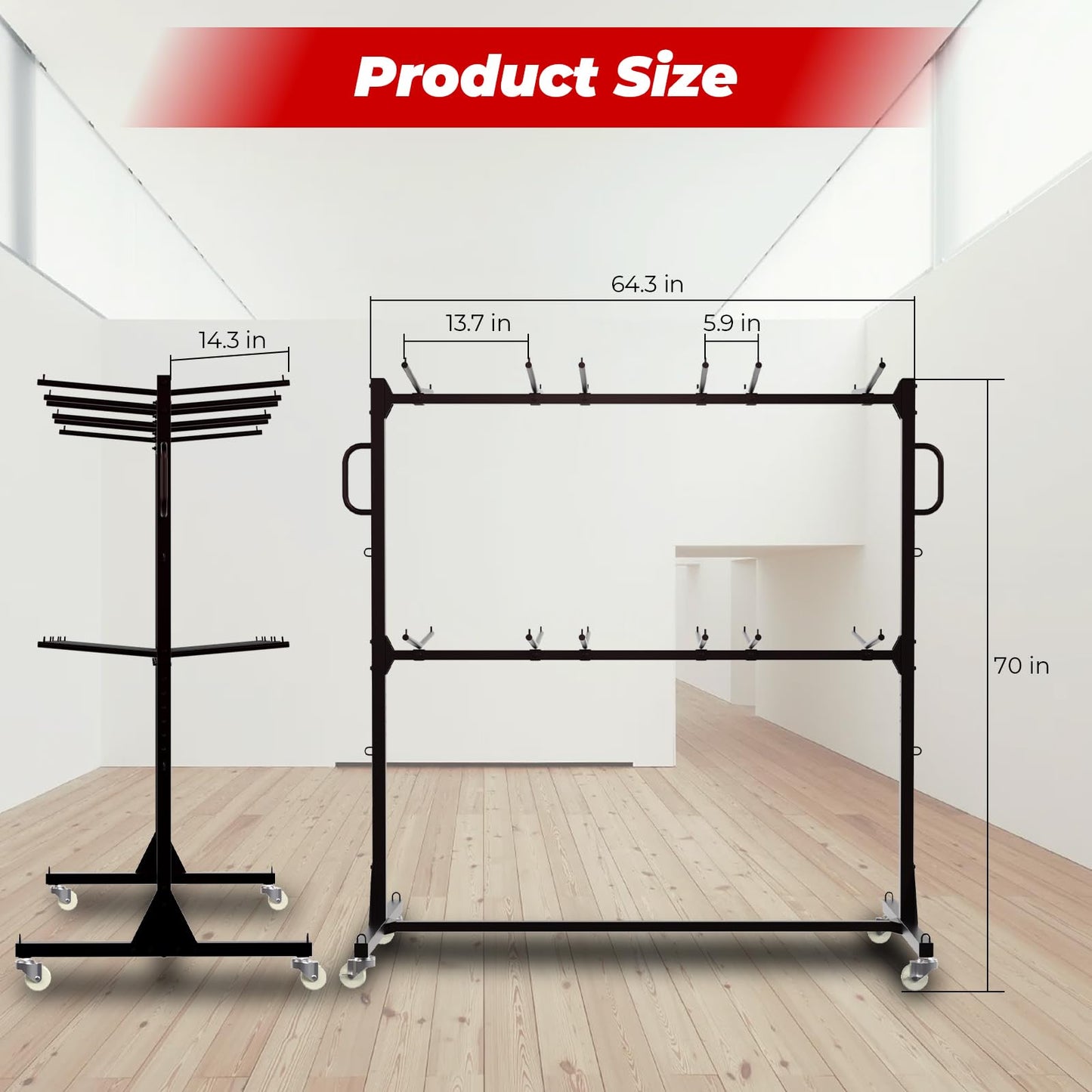 Folding Chair Rack, Heavy-Duty Folding Chair Cart with Storage Rack, 800 LBS Capacity Dual-Layer Chair Storage Dolly Holds 84 Folding Chairs or 42 Chairs+12 Table with Waterproof Cover