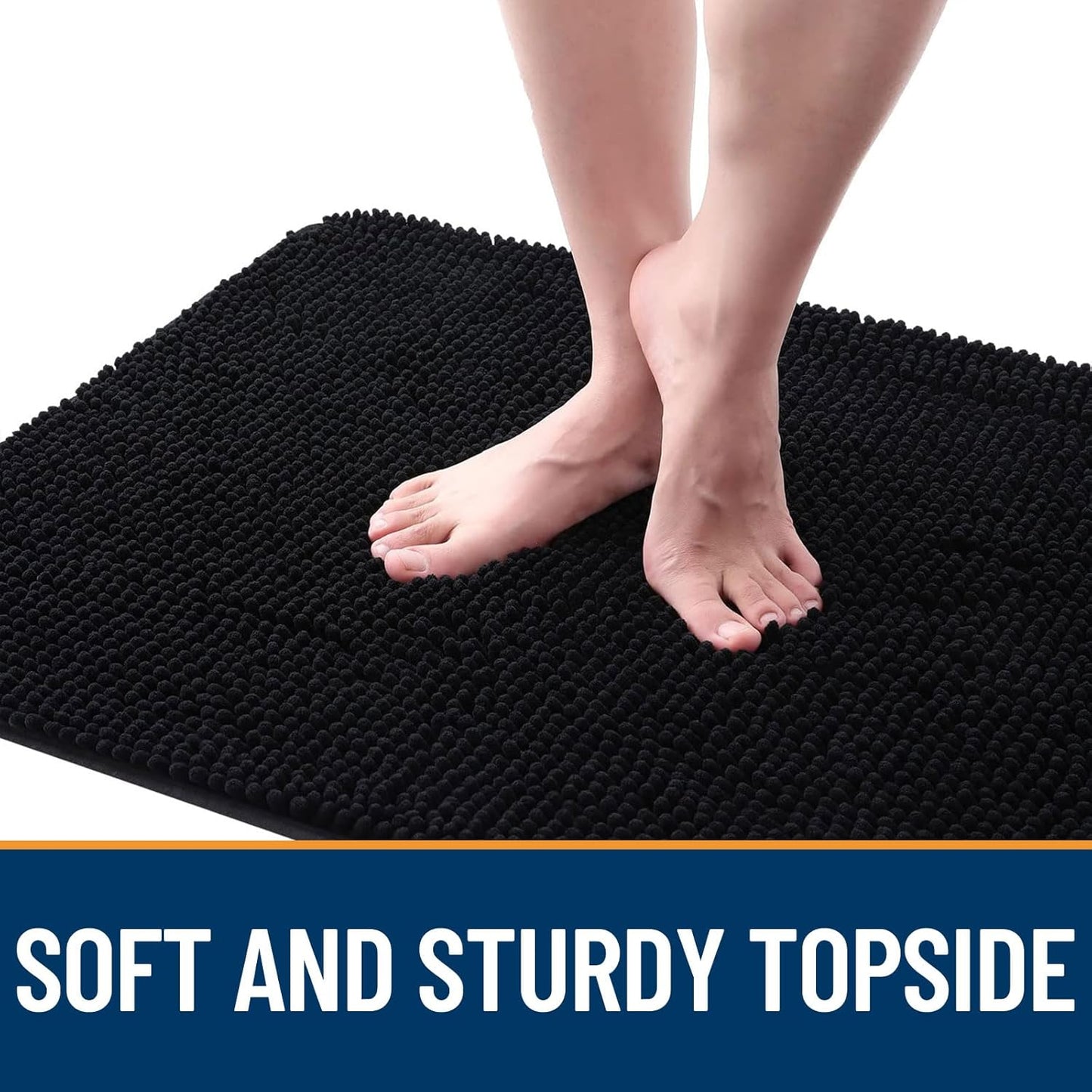 OLANLY Dog Door Mat - Absorbent Non-Slip Mud Mat for Dogs | Quick Dry Chenille, 70x46, Black