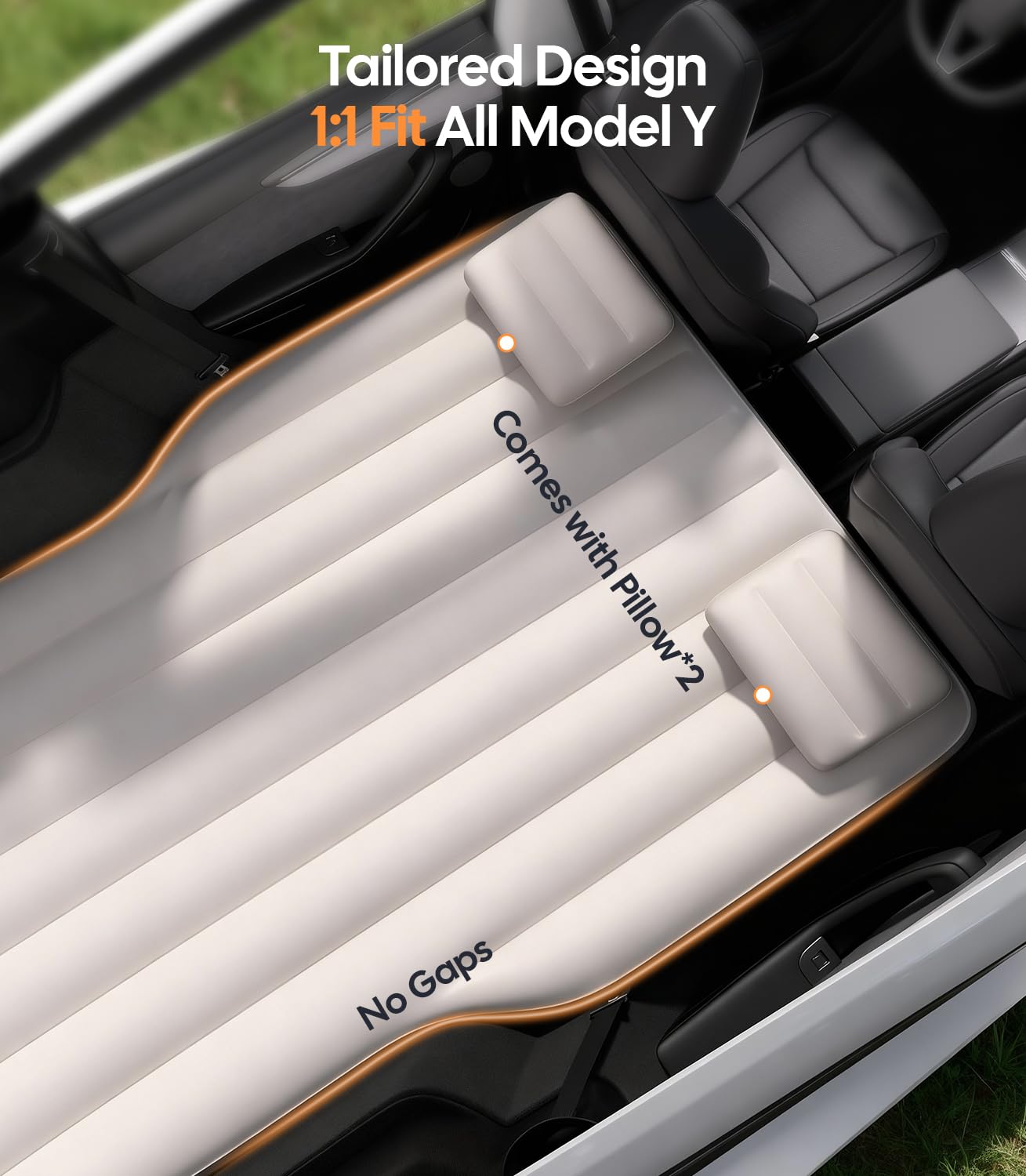 Wigoo 2026 Upgrade Air Mattress for Tesla Model Y [Click Self-Inflate, Home-Level Comfort] USB-C Charging Built-in Air Pump & Ergonomic Design with 2 Pillow, Camping for Tesla Model Y 2020-2026