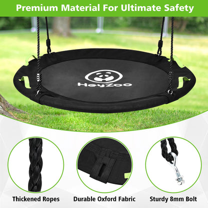 HeyZoo Tree Swing, 60 inch Larger Saucer Swing for Whole Family, 900lbs Weight Capacity, with Adjustable Hanging Straps, for Outdoor Backyard, Gifts for Kids, Black