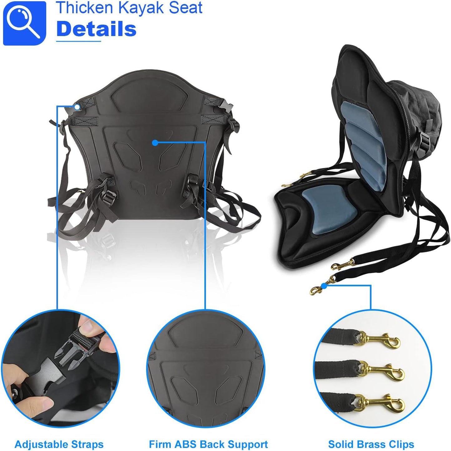 Hlogree 2PCS Kayak Seats with Thicken Padded Back Support with Accessories - Fit for Sit On Top,Ocean,Emotion,Lifetime,Perception Kayaks, Canoes & Boats